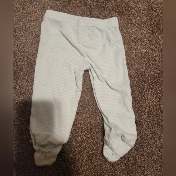 ๐3/$10 Child of Mine by Carter's Green Striped Pants With Feet 0-3 Months - Picture 7 of 8